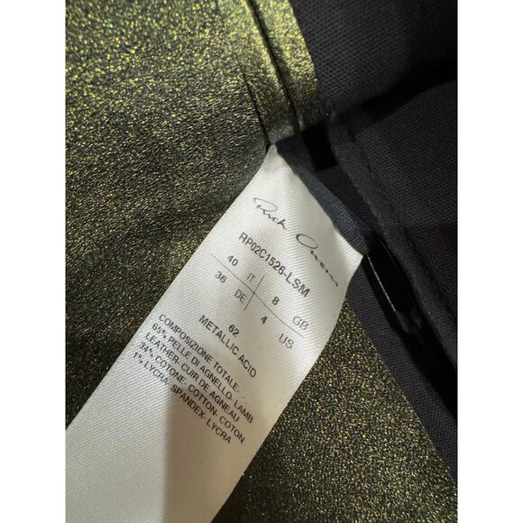 RICK OWENS leather blend Athena Mini Dress In Metallic Acid IT 40 / US 4 nwt - Picture 9 of 15